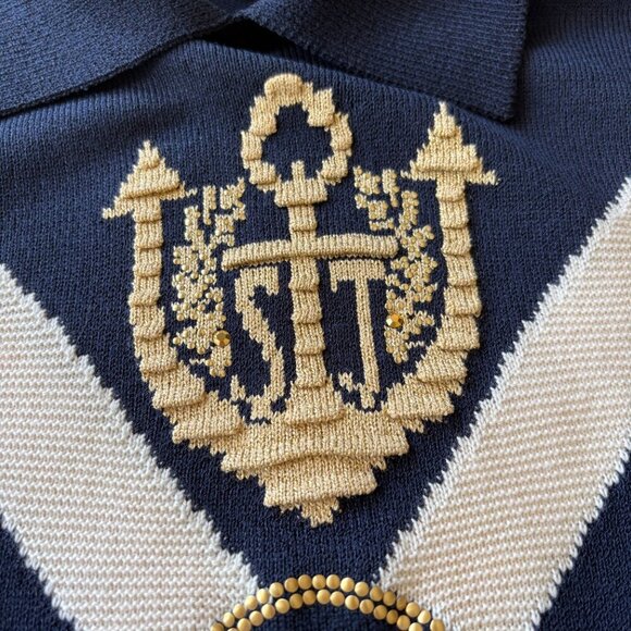 St. John Sport Navy Sweater S Gold Nautical Rare S - Picture 6 of 11